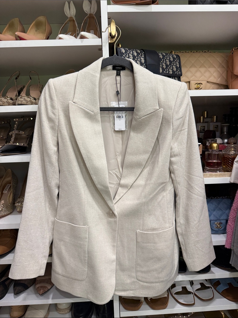 Express Cream Single-Button Blazer size small